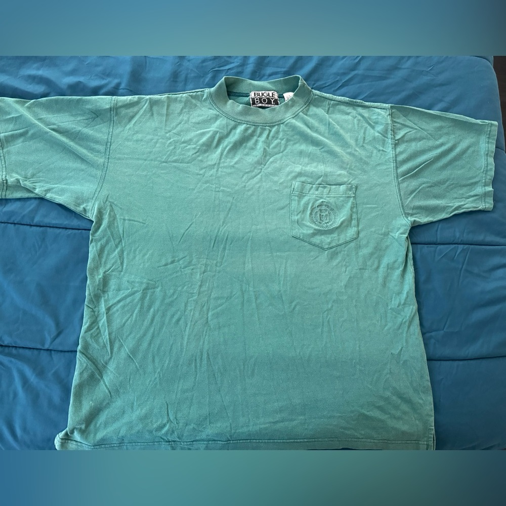 Vintage Bugle Boy T-Shirt Men’s Faded Embroidered Logo Pocket Tee 80’s
